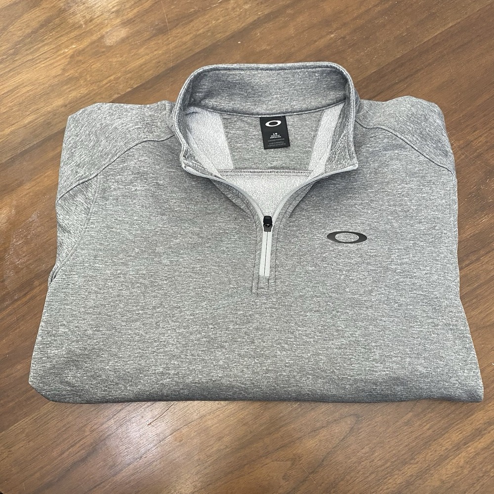 Vintage Oakley Men's Large Fleece Quarter Zip Pullover Gray Mock Neck Skull Tag